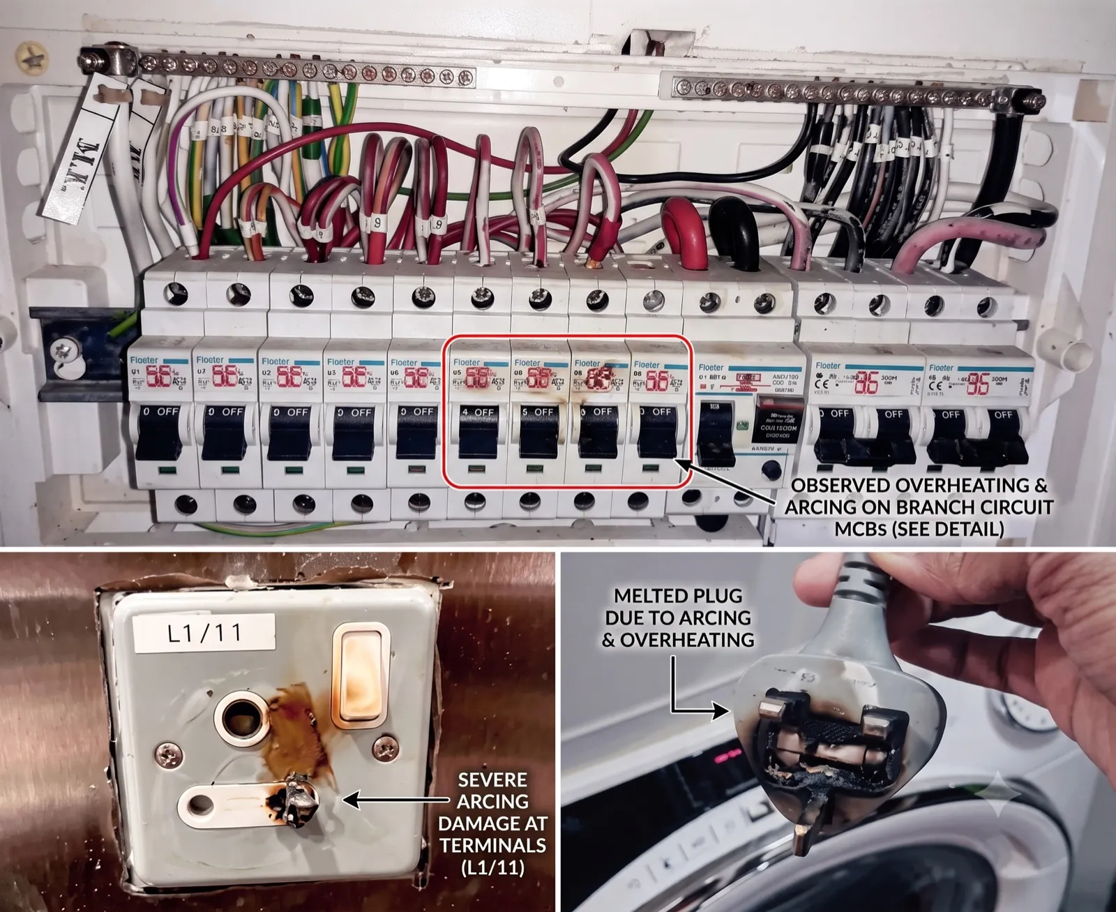 Photos of electrical faults a customer sent for a quote